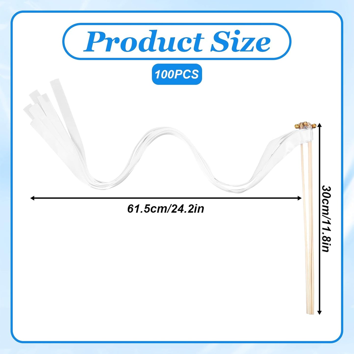 100 Pcs White Lace Ribbon Wedding Wands, Wedding Send Off Ribbon Streamers Party Streamer with Bells Silk Streamers for Party, Holiday, Bridal Shower, Anniversary Activities