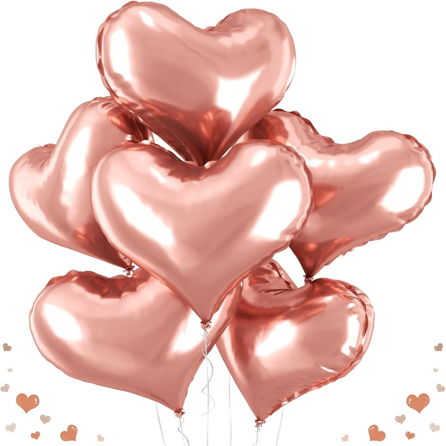 24 Inch Rose Gold Heart Balloons, Love Heart Balloons, Rose Gold Helium Balloon for Valentines Day Bridal Shower Anniversary Wedding Birthday Party Decorations