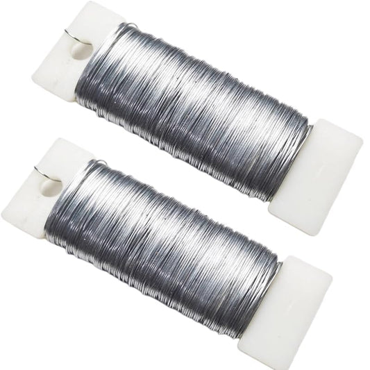 76Yards 22Gauge Silver Metal Floral Wire Flexible Paddle Florist Garden Wire for Flower Arrangement,Crafts,Christmas Wreaths Tree,Garland.