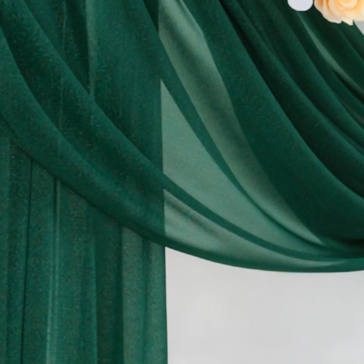Emerald Green Wedding Arch Draping Fabric 29" x 20 FT Wedding Drapes for Backdrop Sheer Green Curtains Drapes for Romantic Bridal Baby Shower Ceremony Birthday Party Fall Outdoor Events