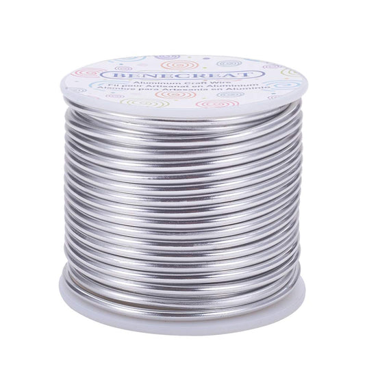 BENECREAT 9 Gauge Jewelry Craft Aluminum Wire 55 Feet Bendable Metal Sculpting Wire for Craft Floral Model Skeleton Making, Plant Gardening, Silver