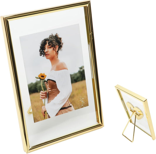 Gold Floating Frame (4"x6",Vertical) with Romantic Heart, For Picture 3x5, 2x3,1x2, Tabletop Shelf Photo Frame, Classy Gift For Festival, Home or Wedding…