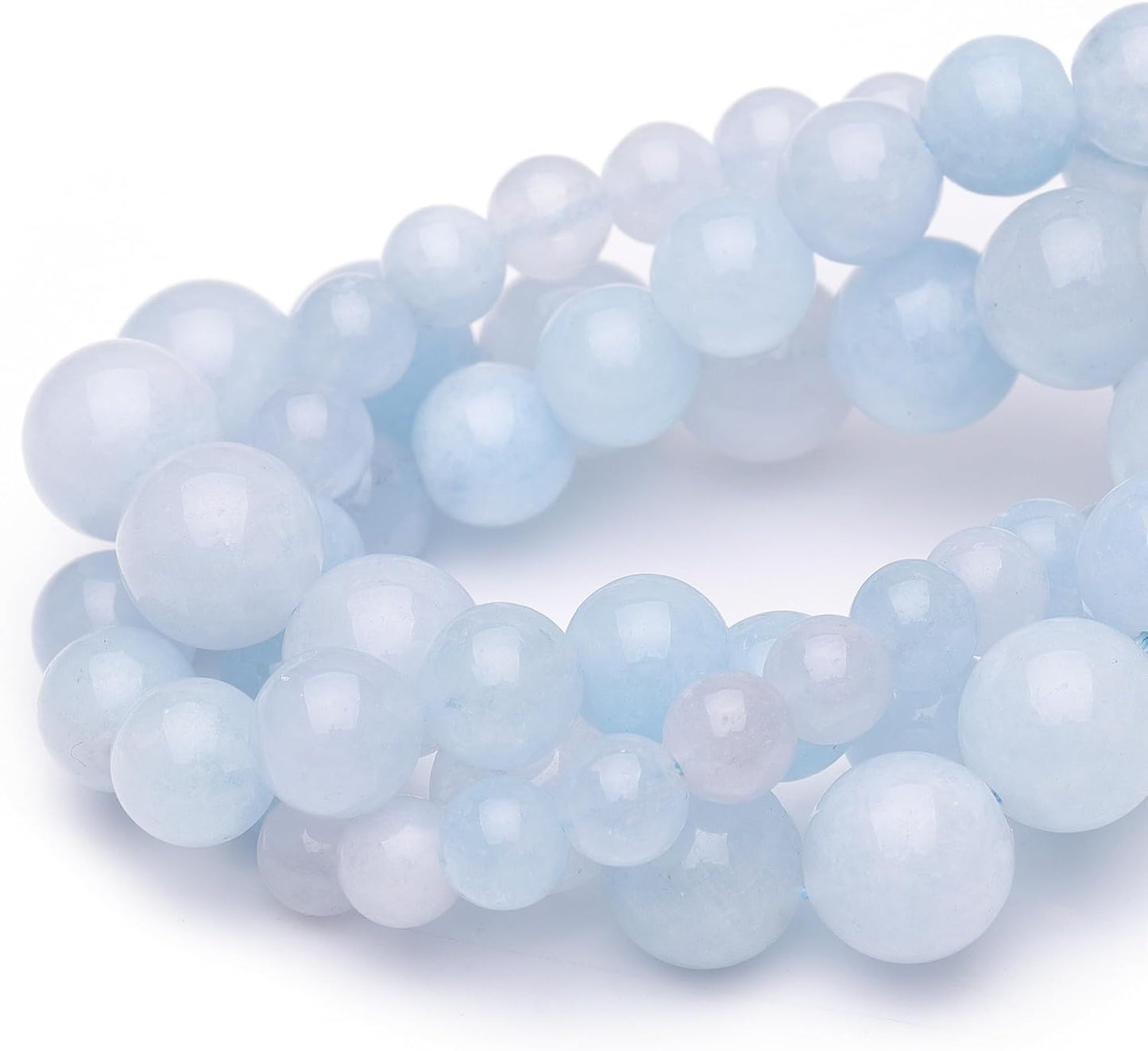 8mm Natural Stone Beads for Jewelry Making,Aquamarine Polished Smooth Round Gemstone Beads for Bracelet Necklace 15 Inch