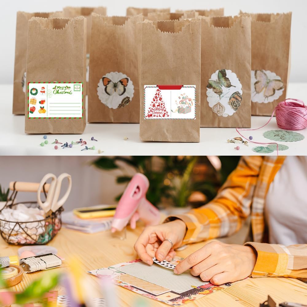 100-1000pcs Custom Stickers Merry Christmas Stickers Personalized Labels Adhesive Xmas Decorative Envelope Seals Stickers for Cards Gift Boxes(VSquare-10)