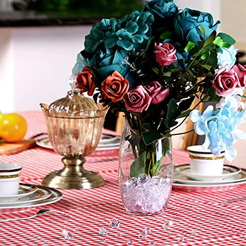 Hicarer 800 Pieces Diamond Decorations Acrylic Diamond Table Scatter Crystals for Table for Vase Fillers Party Decorations(12, 8, 6, 3, 2mm,Clear)