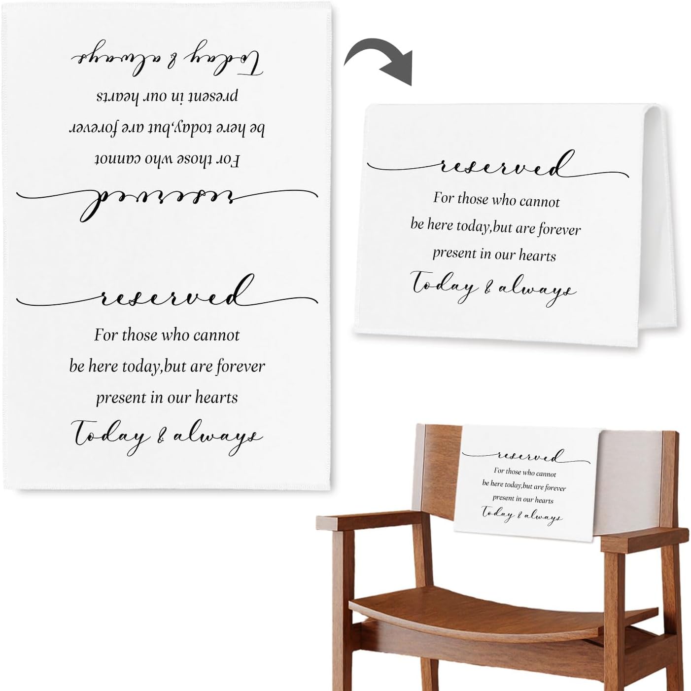 In Loving Memory Wedding Sign, Reserved Memorial Signs Pew Cloths Seating Placeholder for Chairs, Wedding Decorations for Reception Celebrations Event (today & always, 1 Pc)