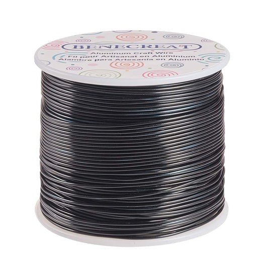 BENECREAT 12 17 18 Gauge Aluminum Wire (17 Gauge,380FT) Anodized Jewelry Craft Making Beading Floral Colored Aluminum Craft Wire - Black