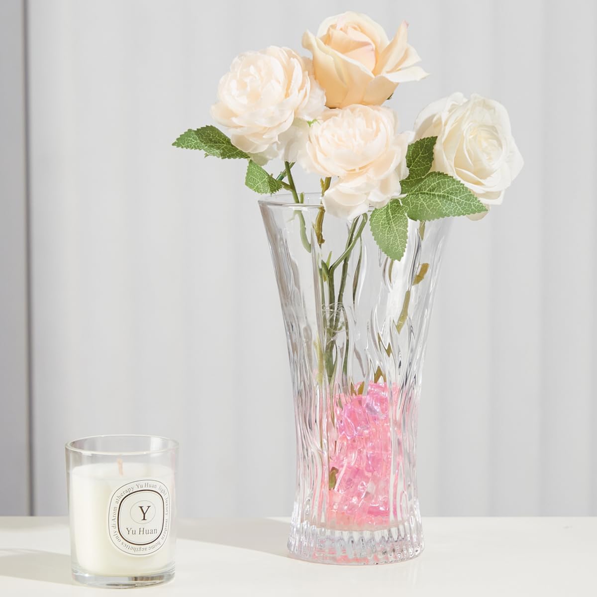 Homtable 150 Pieces Pink Red Acrylic Heart Table Scatter Vase Fillers, 5 Colors (5 Pink)