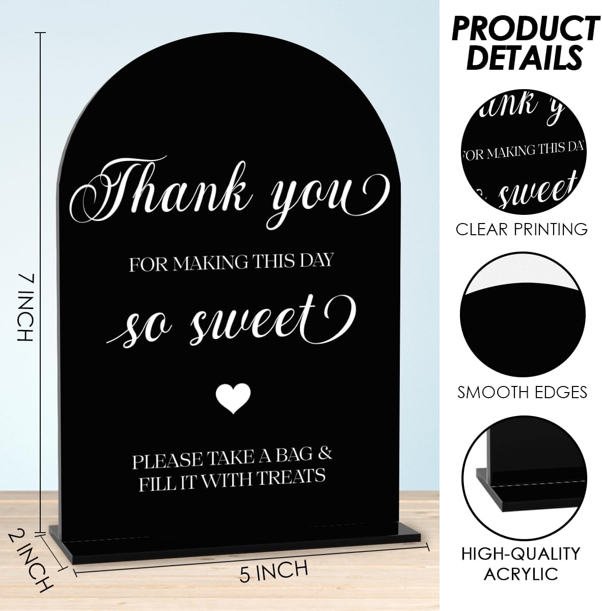 Black Candy Bar Sign, Dessert Table Sign, Wedding Engagement Bridal Shower Decor fo Ceremony Reception Party, Weddings Table Acrylic Sign