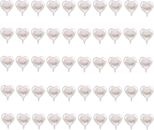 50 Pcs Silver Heart Shaped Balloon Foil Balloon 5 inch Heart Balloon for Valentinge's day Wedding Decoration (silver)