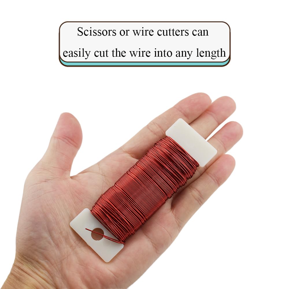 HAHIYO 22Gauge Red Color Metal Floral Wire - 3 Rolls, 115 Yards (345 Feet) - Flexible Paddle Wire for Craft, Christmas Wreath, Flower Arrangement, Bouquet Wrapping, Wedding, DIY