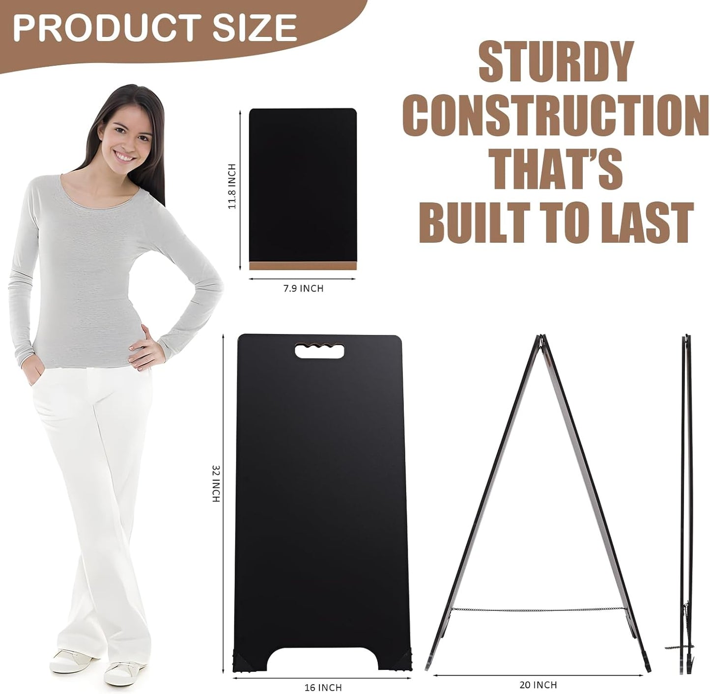 16x32 Double-Sided A-Frame Chalkboard Sign with 8x12 Chalkboard, Liquid & Solid Chalk Markers, Wedding & Event Signage