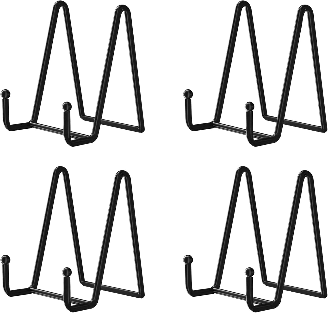 Decolore 4 Pack 4.5 Inch Black Display Stands Metal Plate Holder Display Stands for Picture, Decorative Plate, Book, Photo Easel, Artistic Work