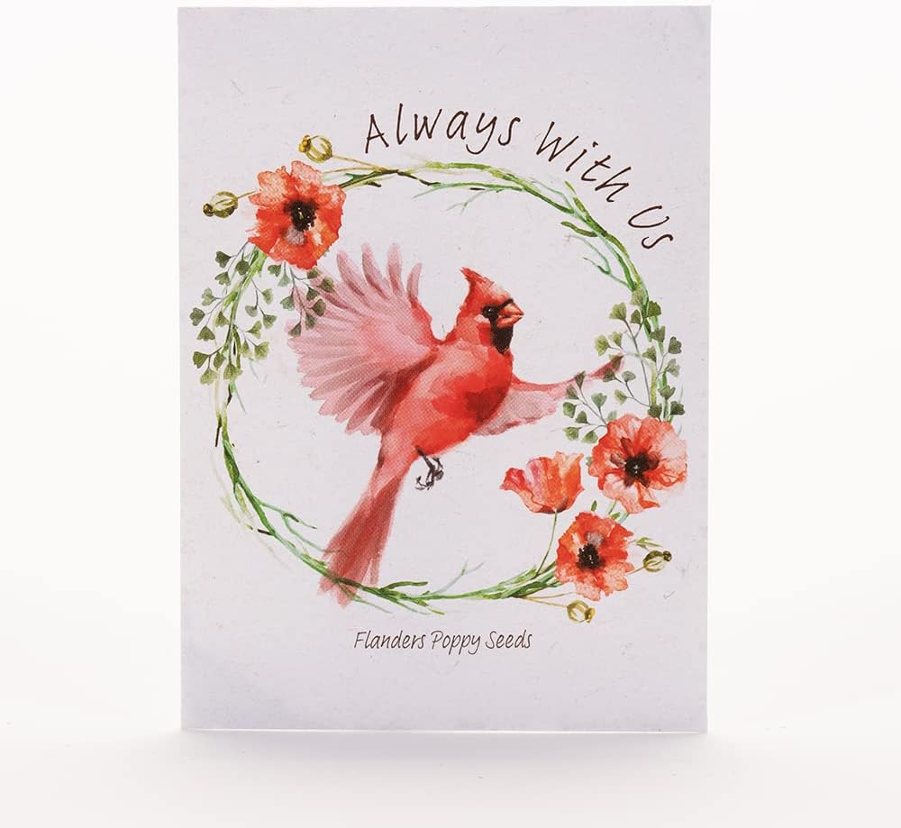 Bentley Seed Co. | Memorial Cardinal Celebration of Life Funeral Favors for Guests | Non-GMO, Non-Coated Flanders Poppy Seed Packets | Sentimental Funeral Service Gift | Pack of 25