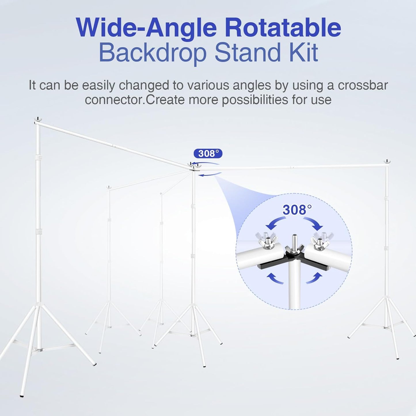 EMART Backdrop Stand, 20x7ft(WxH) Large Adjustable Background Support System with 308° Angle Rotatable Connector, 8 Clamps, 3 Sandbags and Carry Bag for Paties, Wedding, Photography Studio -White