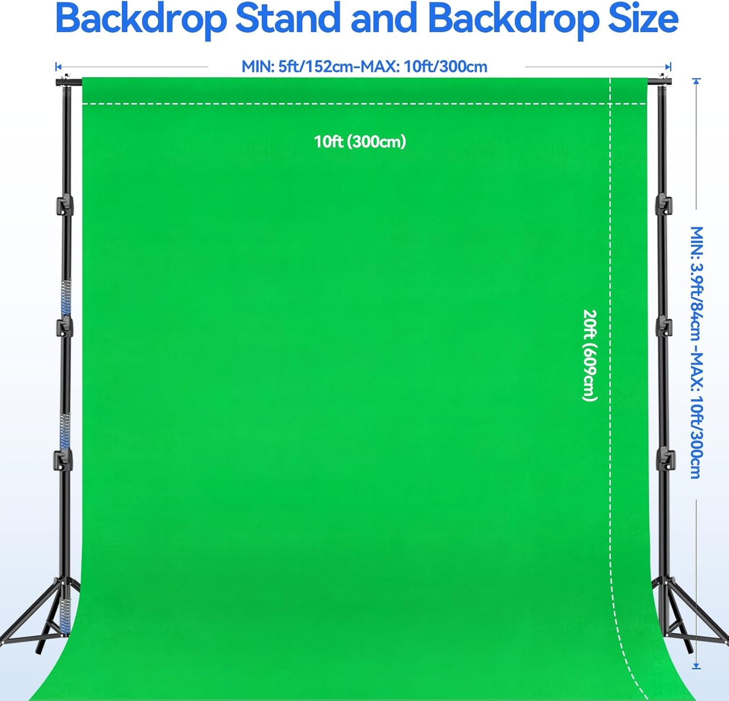 EMART Photo Video Studio 10 x 10ft Green Screen Backdrop Stand Kit, Photography Background Support System with 10 x20ft Muslin Chromakey Curtain for Photography Shooting