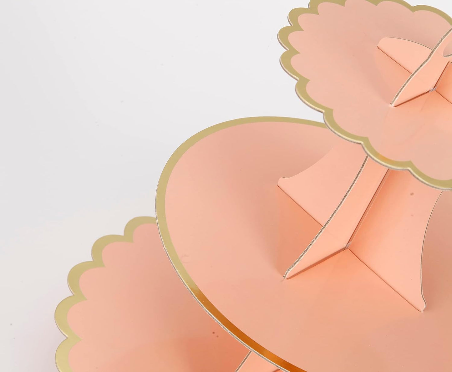 3-Tier Cupcake Stand, Pink Cake Stand Holder, Lace Tiered DIY Cupcake Stand Tower for Dessert Table Displays, Birthday Theme Party Favors Decoration, Floral Tea Party, 12" W x 12.8" H