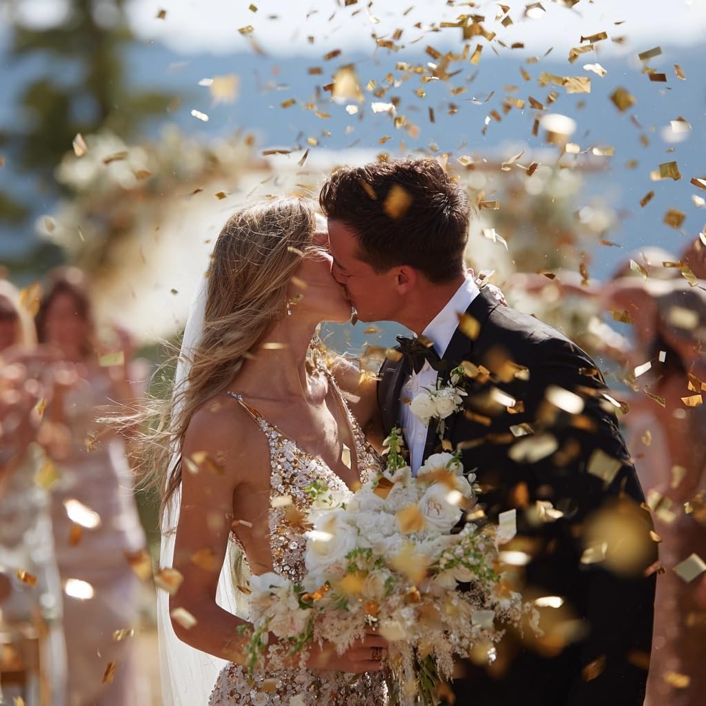 Gold Confetti Cannon Set 12 inch | 5-Pack Party Poppers for Weddings, Anniversary, Graduations, and Joyful Gatherings.