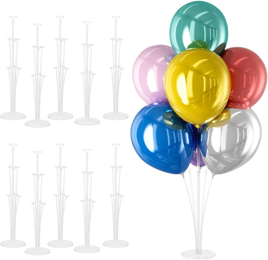 10 Set Balloon Stand Kit - Table Balloon Stands with Base, Easy Assembly Balloon Sticks, Reusable Balloon Holders for Baby Showers, Weddings, Birthdays, Party Decorations.