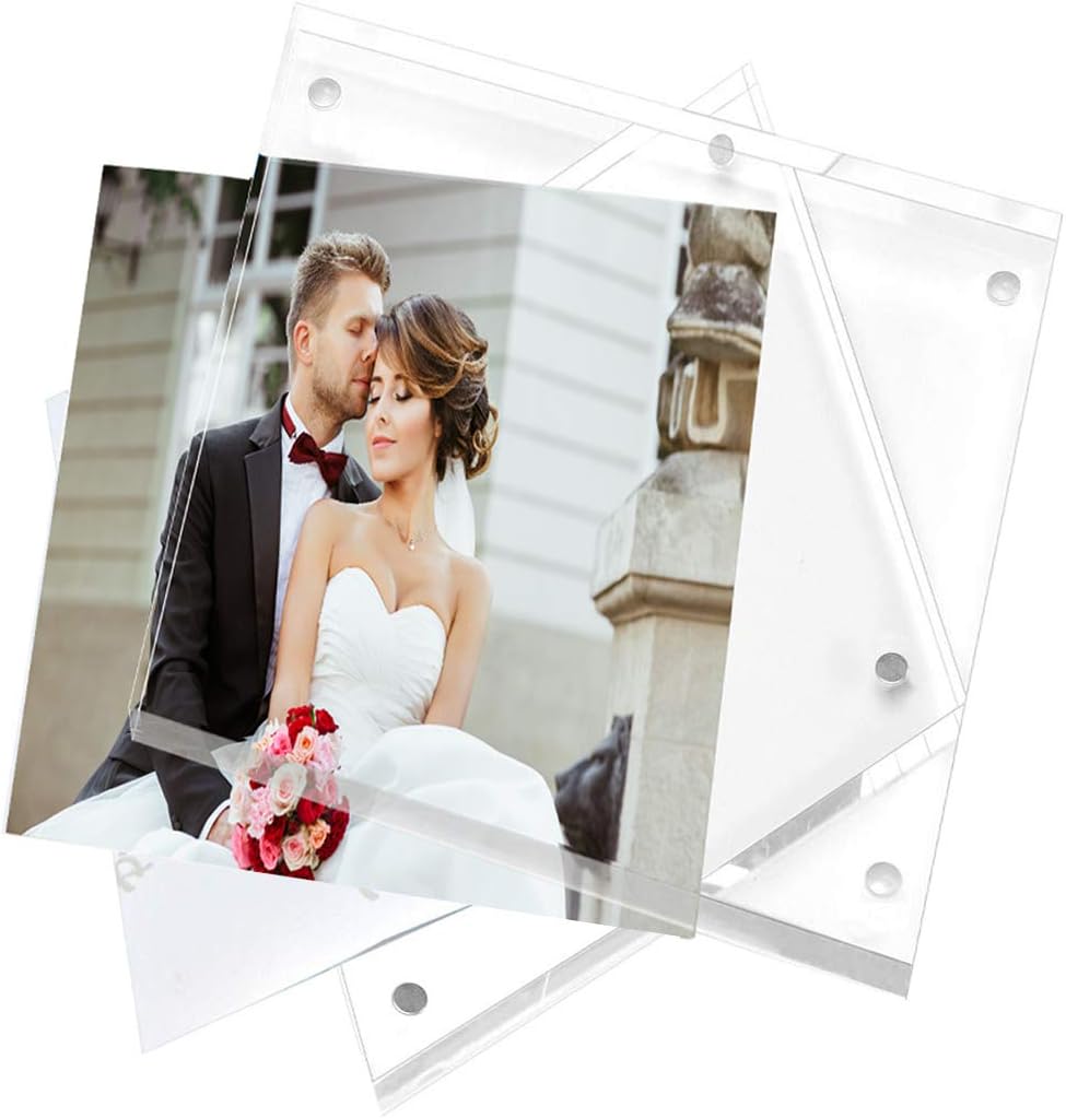 Magicool Premium Acrylic Photo Frame- Magnet Photo Frame -Double Sied Thick Desktop Frames (5x5 2 Pack)