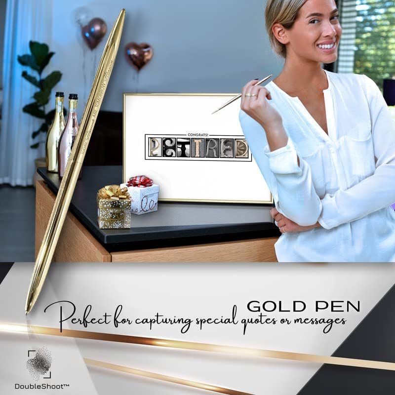 Framed Gold Retirement Decorations Guest Book for Men - 12"x16" Large Sign Poster including Gold Pen & Acrylic Glass - Retired Party favors, Table Centerpieces Plaque