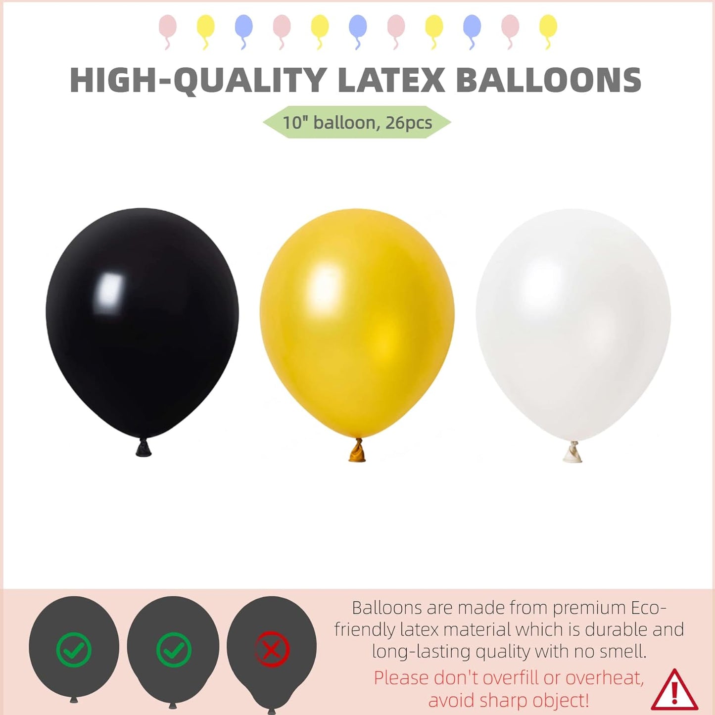 Balloon Column Kit Set of 2 With Balloons Included - Balloon Tower with Stand, Base, and Pole,Backdrop Decoration for Wedding, Baby Shower, Birthday Party, or Bachelorette Parties (Black Gold White)