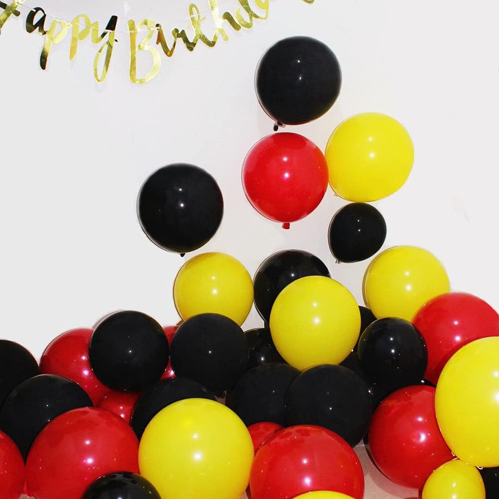 300 Pack Red Black and Yellow Balloons - 5 Inch Mini Red Black Yellow Latex Small Balloons - 100 of Each Colors for Party Balloons Arch Wreath Assorted Colors Decorations
