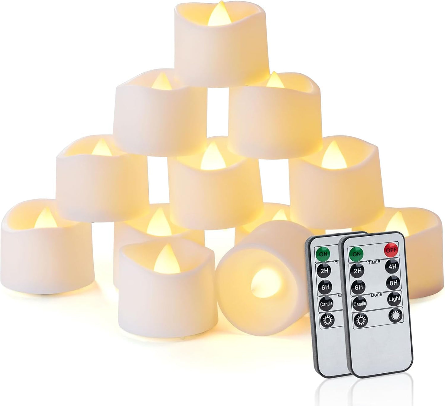 Homemory 24pcs Remote Timer LED Tea Lights Candles, 400+Hours Flickering Flameless Battery Operated Votive Candles for Tabletop Lighting, Centerpieces Decor, Holiday Decor