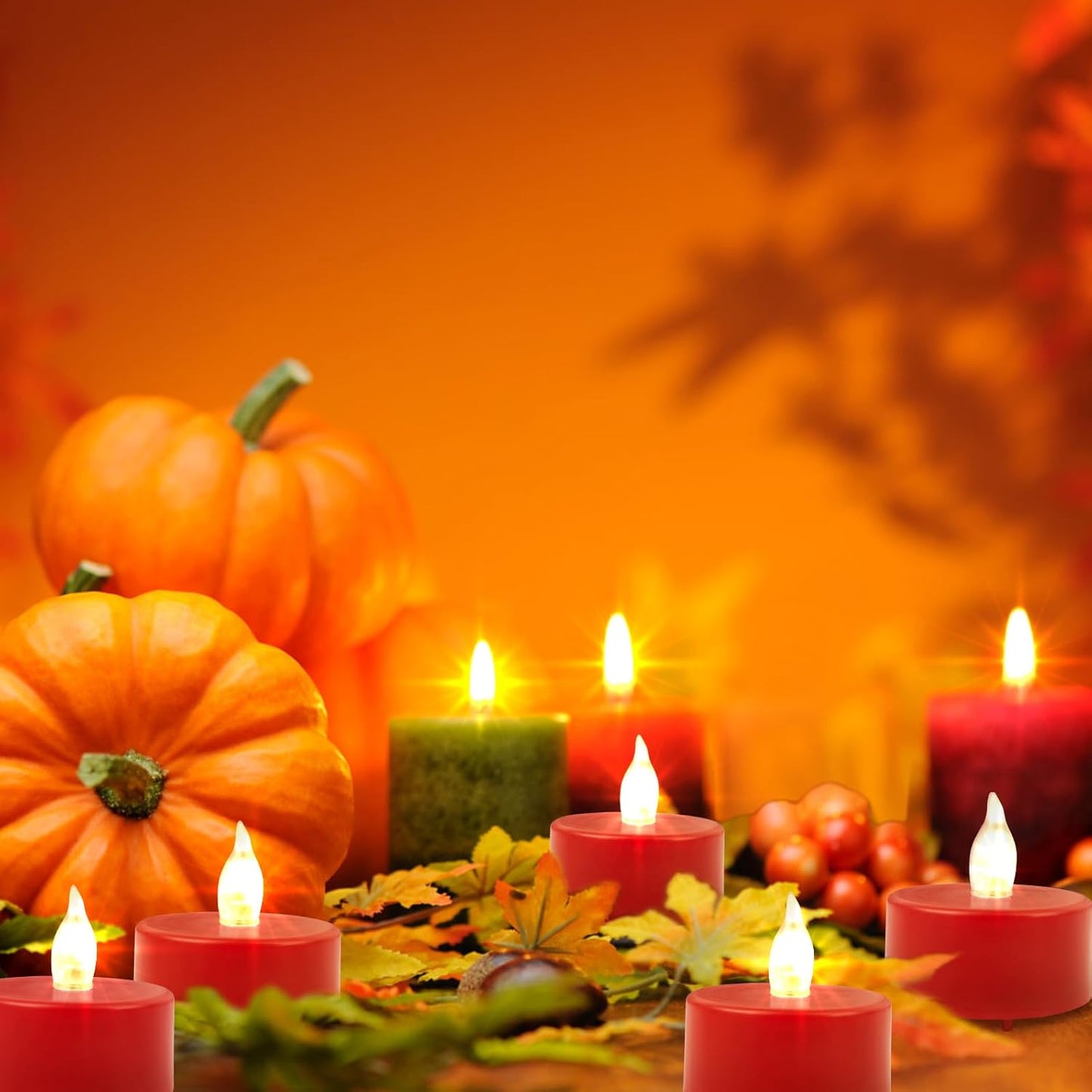 LED Tea Lights Candles- 50PACK Red Flameless Candles Realistic and Bright Flickering Long Lasting 200Hours for Holiday Celebration,Home Decoration