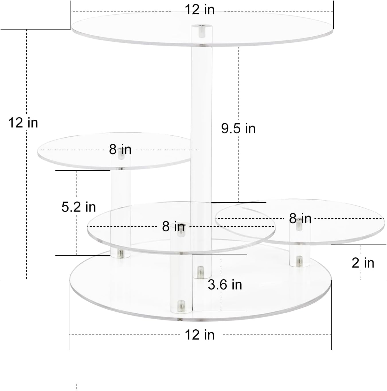 4 Tier Clear Cake and Cupcake Stand Combo for Birthday Party Decor, Acrylic Cupcake Tower Stand for 50 Cupcakes, Cupcake Holder Dessert Pastry Display for Wedding Baby Shower Tea Party