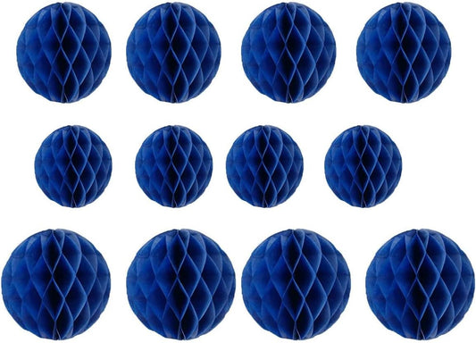 12pcs Party Honeycomb Balls Decorations - 4'' 8'' 10'' Honeycomb Tissue Pom Balls for Baby Shower, Birthday, Wedding & Nursery Wall Decor (Royal Blue)