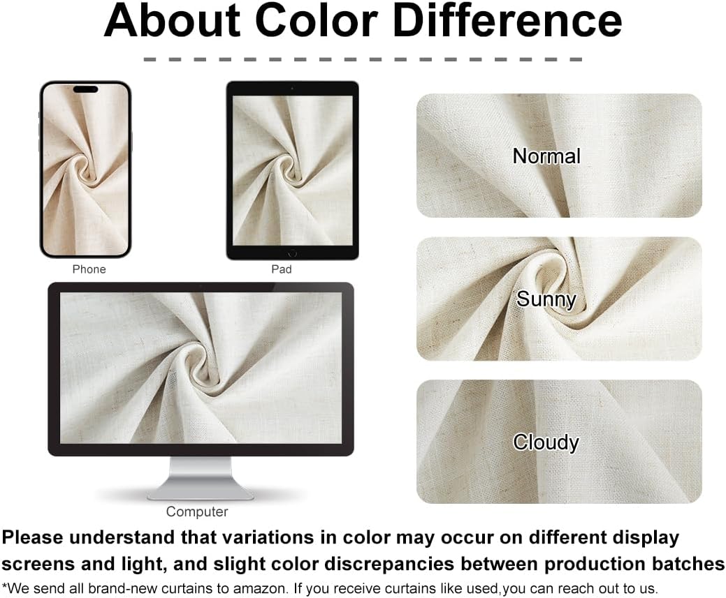 Vision Home Natural Pinch Pleated Semi Sheer Curtains Textured Linen Blended Light Filtering Window Curtains 95 inch for Living Room Bedroom Patio Pinch Pleat Drapes with Hooks 1 Panel 60" Wx95 L