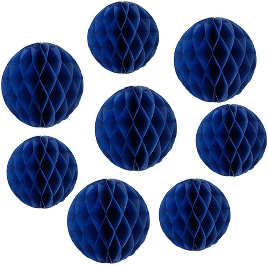 8pc Honeycomb Balls Party Decorations 8'' 10'' Tissue Paper Pom Poms Flower Balls Hanging Paper Honeycomb Balls for Party Baby Shower Birthday Wedding Nursery Wall Decor(8'' 10'' Royal Blue)