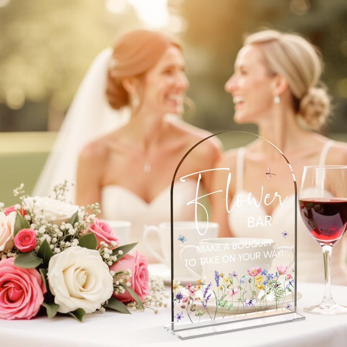 Flower Bar Sign Wedding Decor Clear Acrylic Table Sign for Marriage Parties Anniversaries Reception Cafe Hotel Party Bar Business Event
