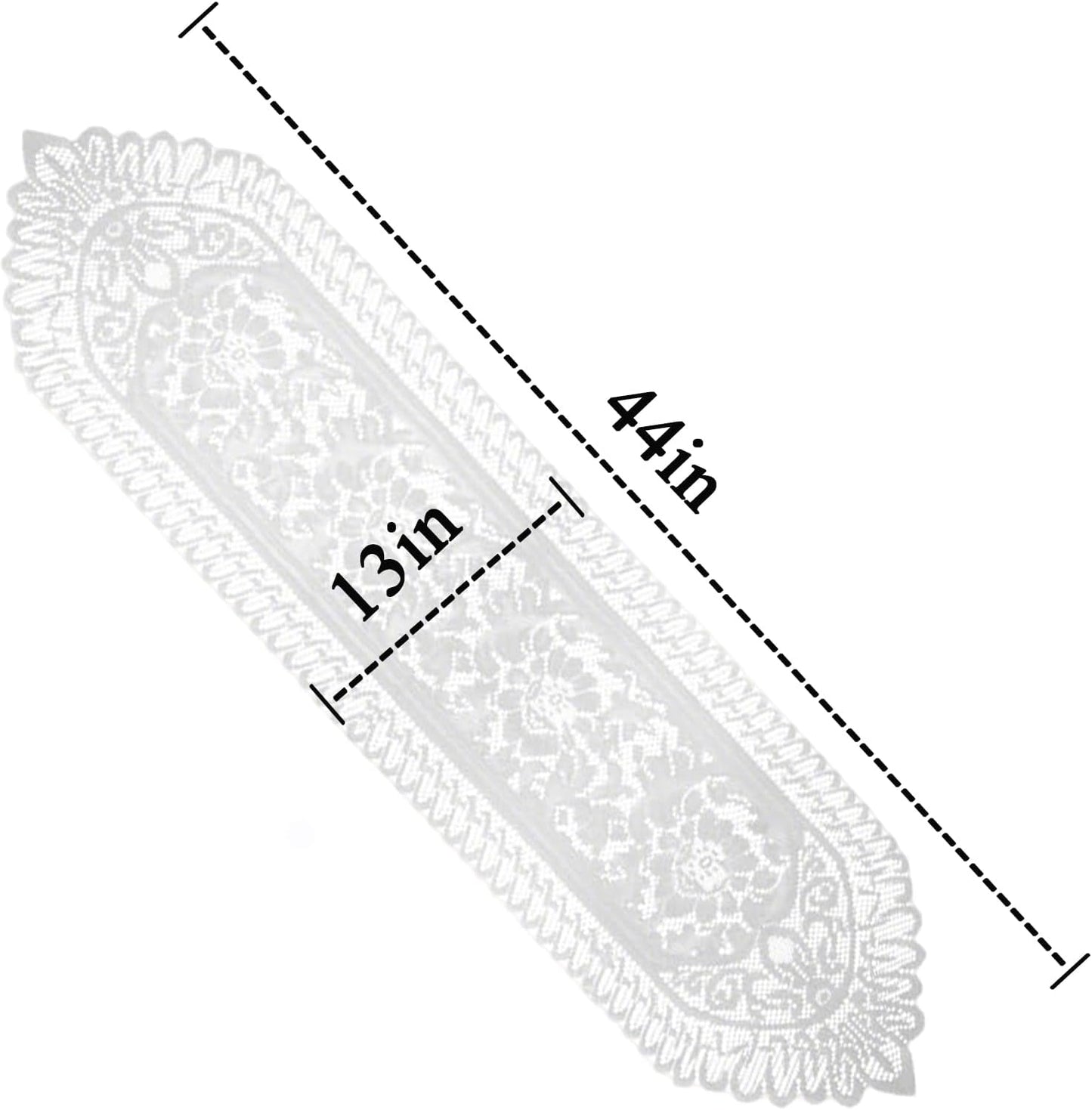 Tinsow 2 Pack Cotton Crochet Lace Rectangular Table Runner Dresser Scarf Doilies (White Style, 13" X 44")