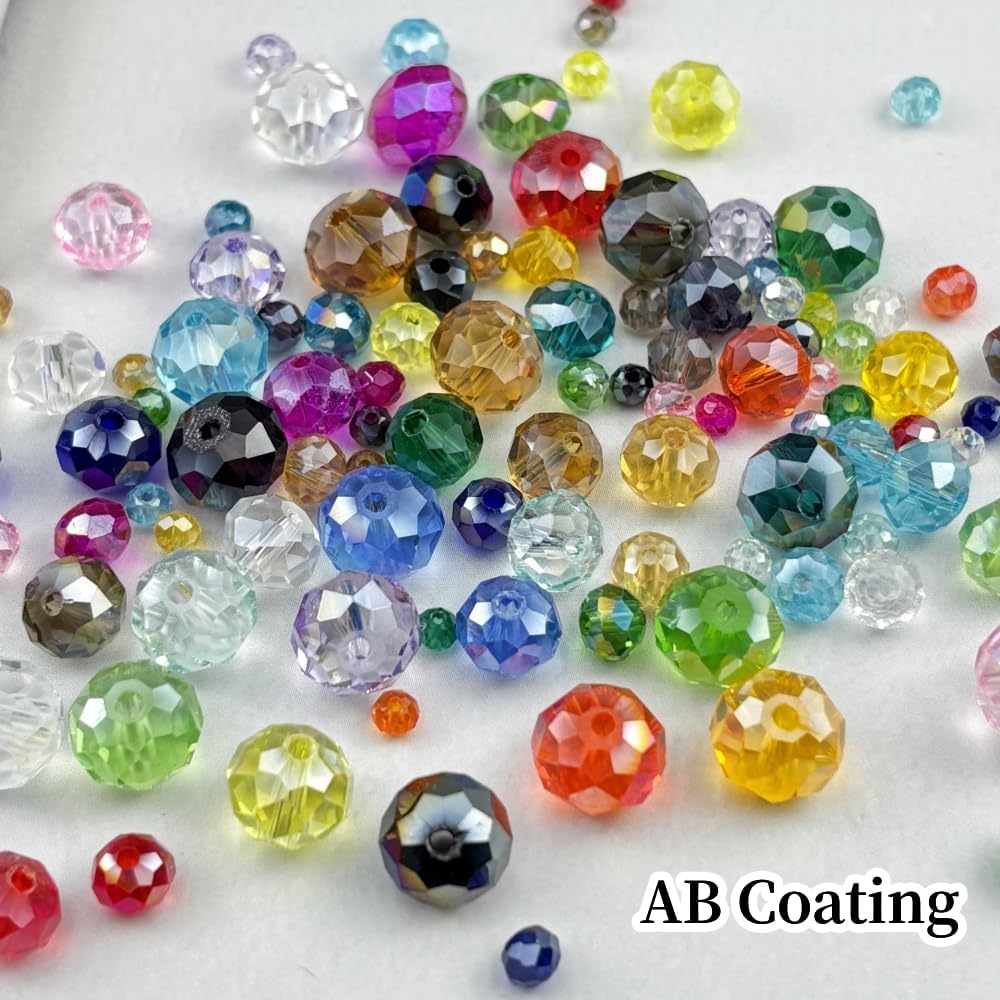 500pcs 3mm Crystal Glass Beads for Crafts Faceted Rondelle Glass Beads for Jewelry Making Crystal Spacer Beads for Necklaces Bracelets Earrings DIY Craft(Orange AB)