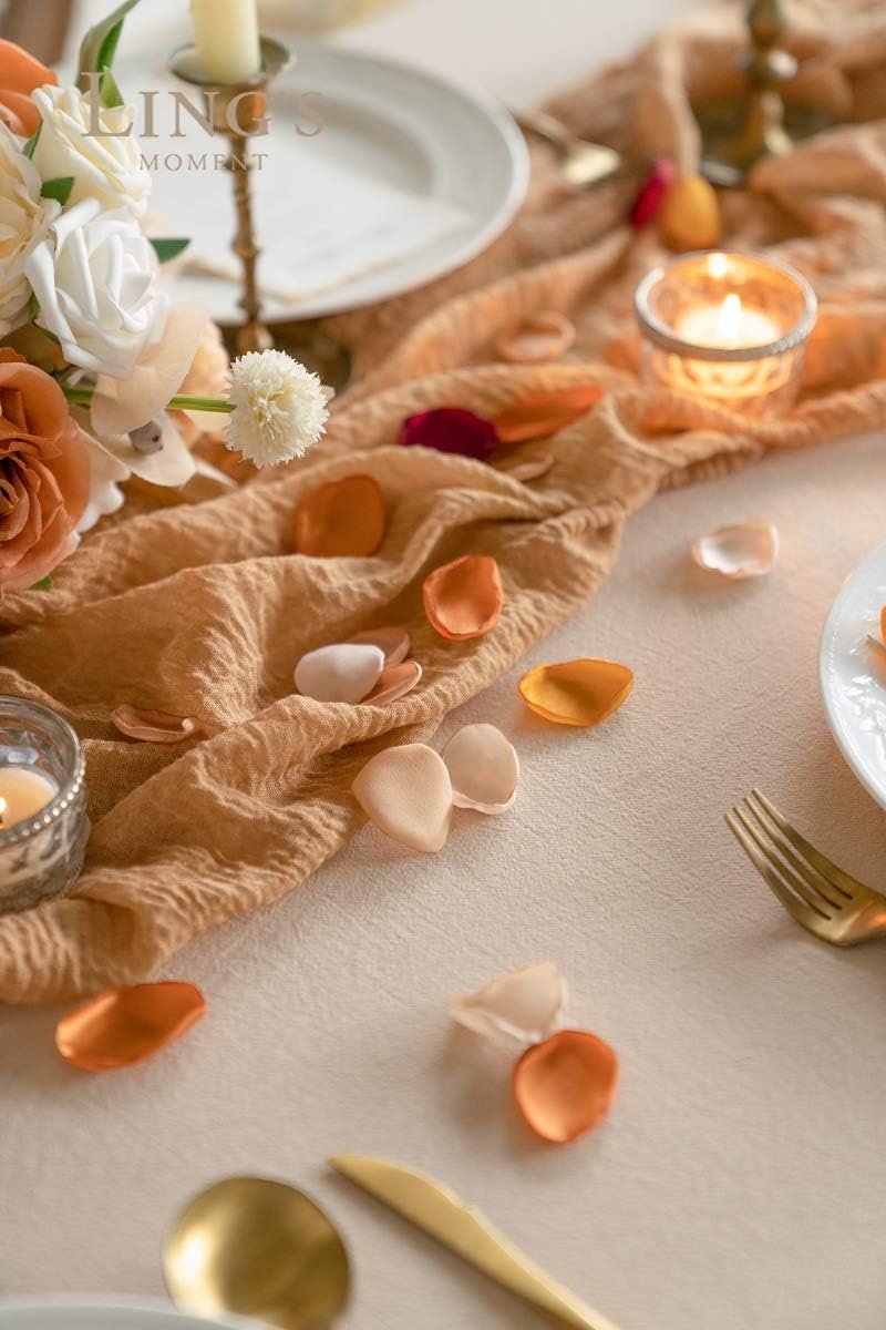 Ling's Moment Rose Petals, Silk Flower Petals for Wedding/Aisle/Flower Girl Baskets/Table Centerpiece Décor,etc.Burnt Orange Terracotta 200pcs