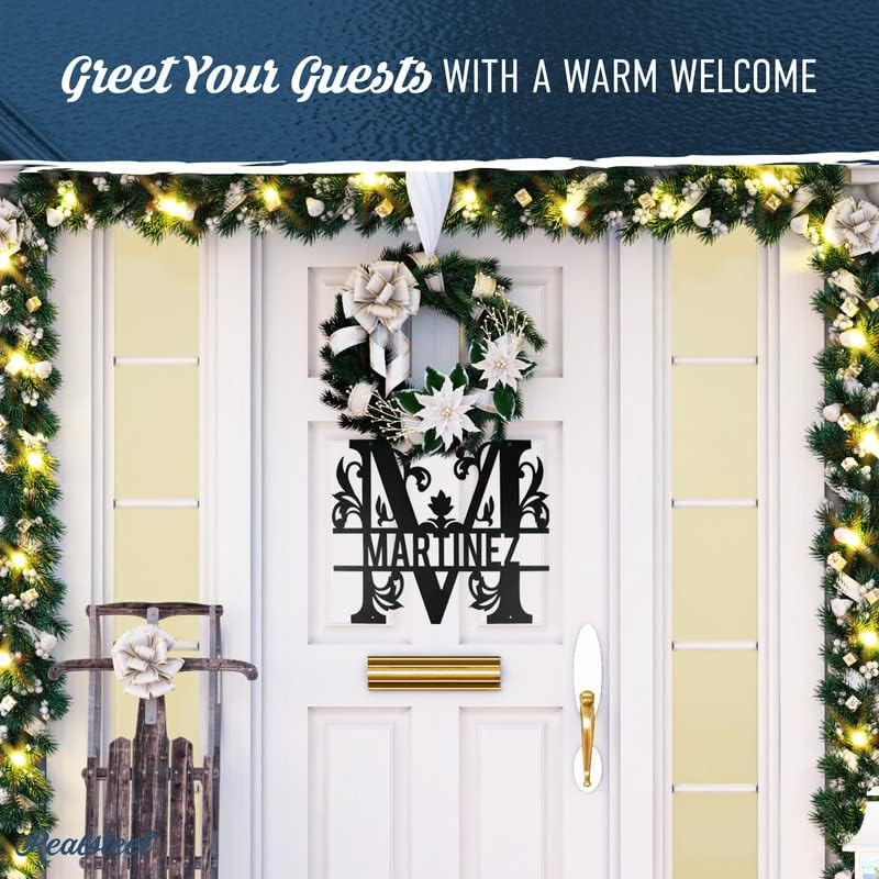 RealSteel Metal Split Letter Monogram – Personalized Last Name Sign for Home & Outdoor Décor – Custom Metal Wall Art – Family Name Sign, Welcome Sign