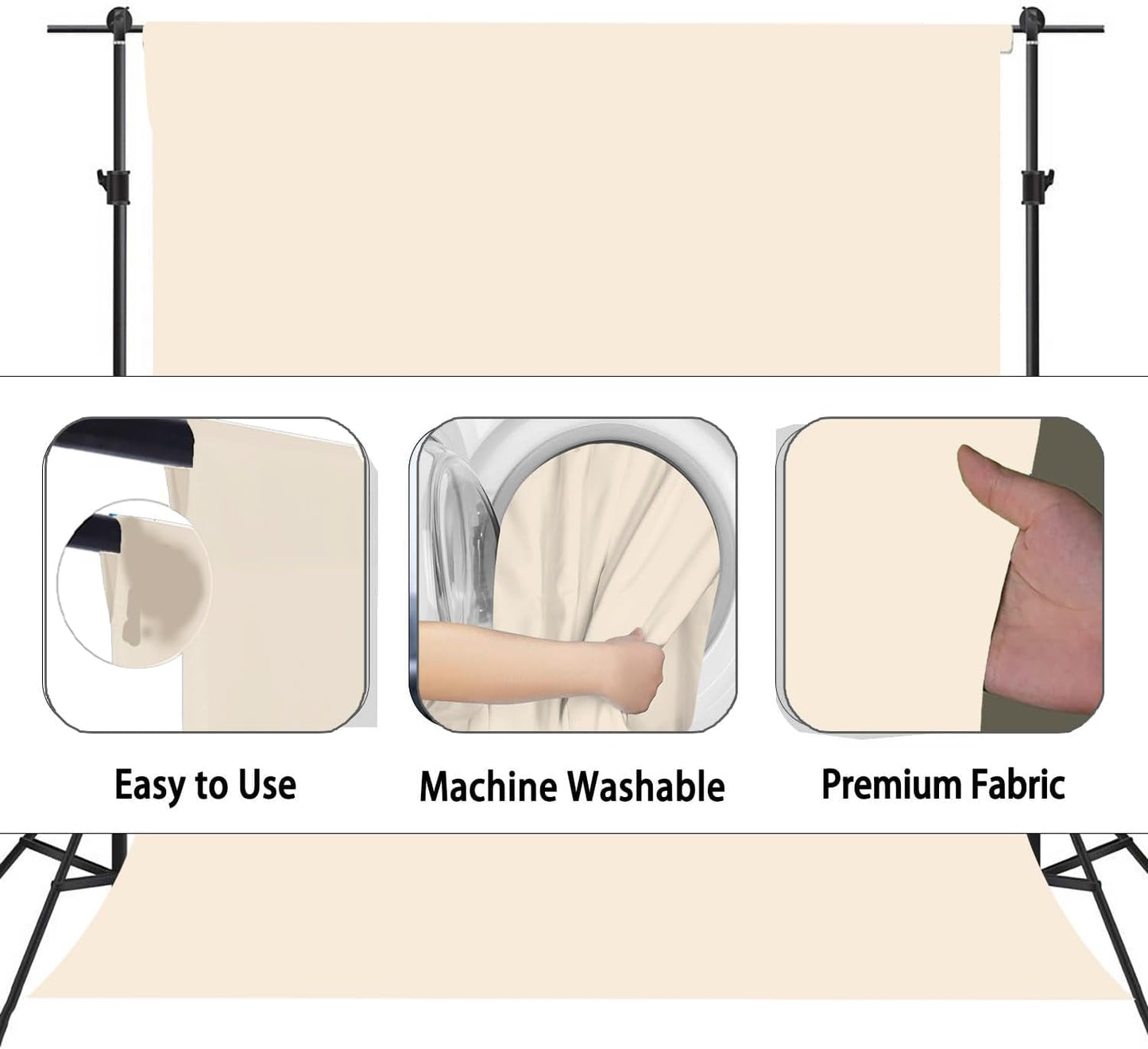 Cream Photography Backdrop for Photoshoot, Photo Backdrop Curtain, Perfect Cream Backdrops for Party Portrait Photoshoots Video Studio 10FTx20FT