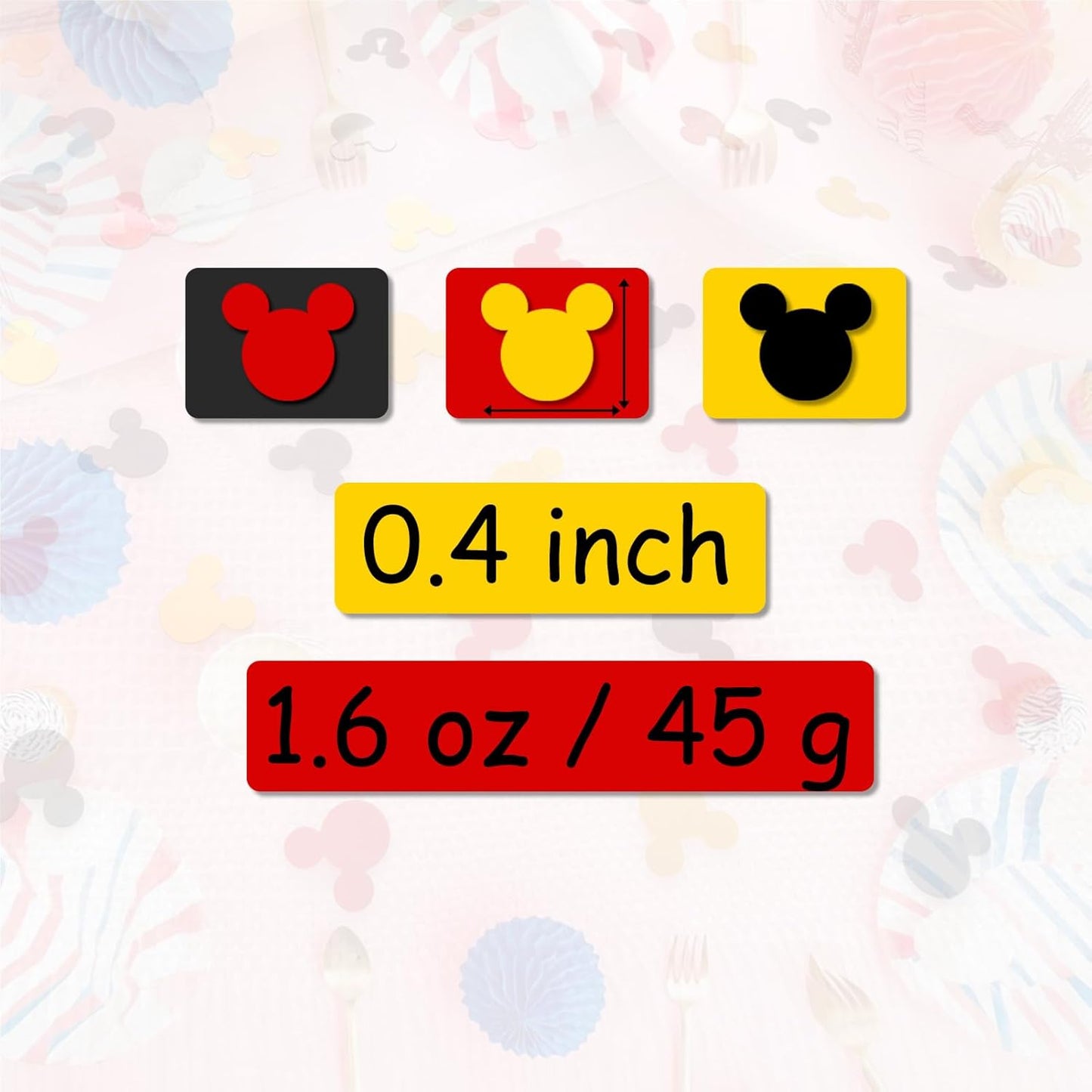 Mini Mouse Confetti Party Decorations – Red, Yellow, Black Foil Table Confetti for Kids Birthday Party Supplies, Baby Shower, Theme Events – Shiny Foil Material 2000 Pcs
