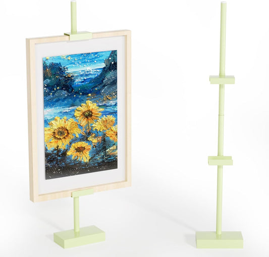 Tabletop Picture Frame Stand, Adjustable for Frames Up to 29" H, Frame Holder Stand Table Easels for Display, Metal Standing Easel Display Stand for Picture Frames, Artwork (Mint Green)