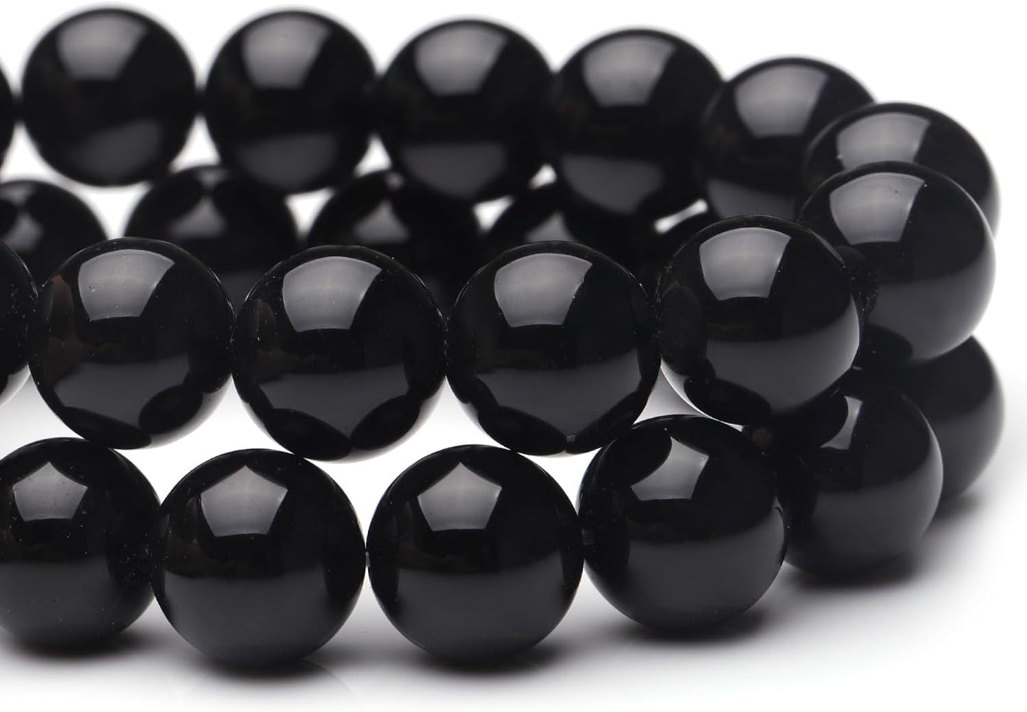 6mm Natural Stone Beads for Jewelry Making,Black Onyx Polished Smooth Round Gemstone Beads for Bracelet Necklace 15 Inch