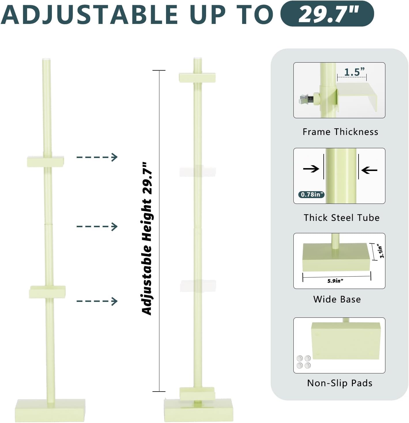 Tabletop Picture Frame Stand, Adjustable for Frames Up to 29" H, Frame Holder Stand Table Easels for Display, Metal Standing Easel Display Stand for Picture Frames, Artwork (Mint Green)