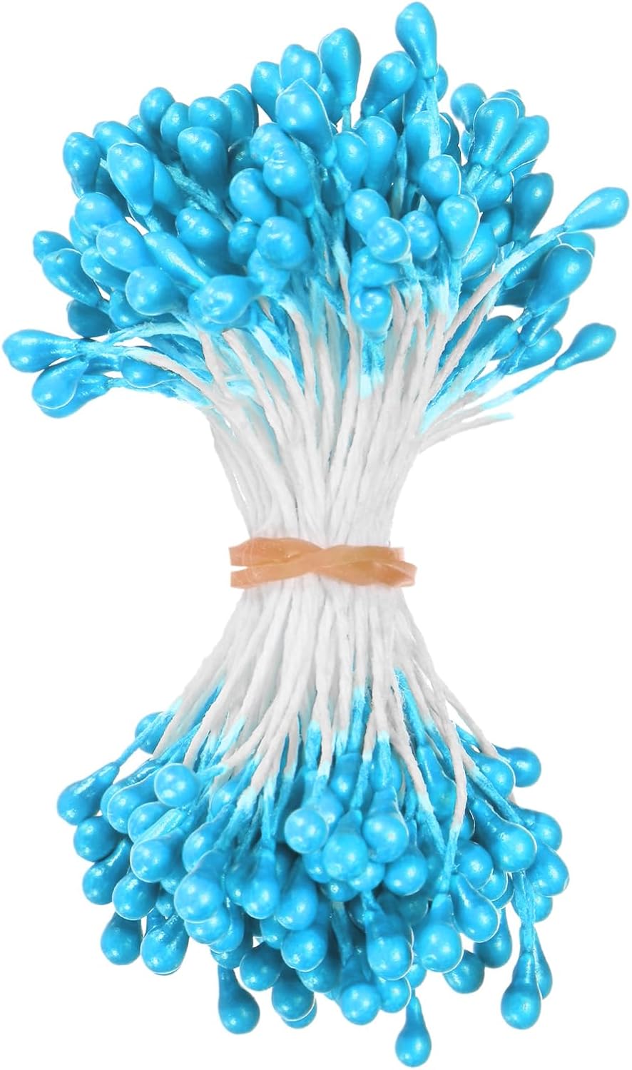 150-Pack Flower Stamens for Crafts, 5mm Double Heads Artificial Pearl Floral Pistil Mini Flower Pollens Stamens for DIY Making/Wedding/Scrapbook Decoration [Peacock Blue]