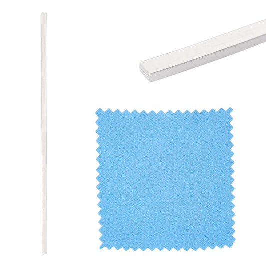 Fashewelry 0.3 ft 925 Sterling Silver Flat Bezel Strip Wire 2mm Soft Metal Stamping Wire with 1pc Cleaning Cloth for Stone Cabochon Rings Bangles Jewelry Making Findings