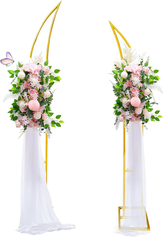 Curved Wedding Arch Backdrop Stand Set of 2, Large Balloon Arch with Rectangular Base (5.9ft,6.9ft) for Ceremony, Party, Baby Shower, Anniversary Celebration Indoor Outdoor Event Decoration.