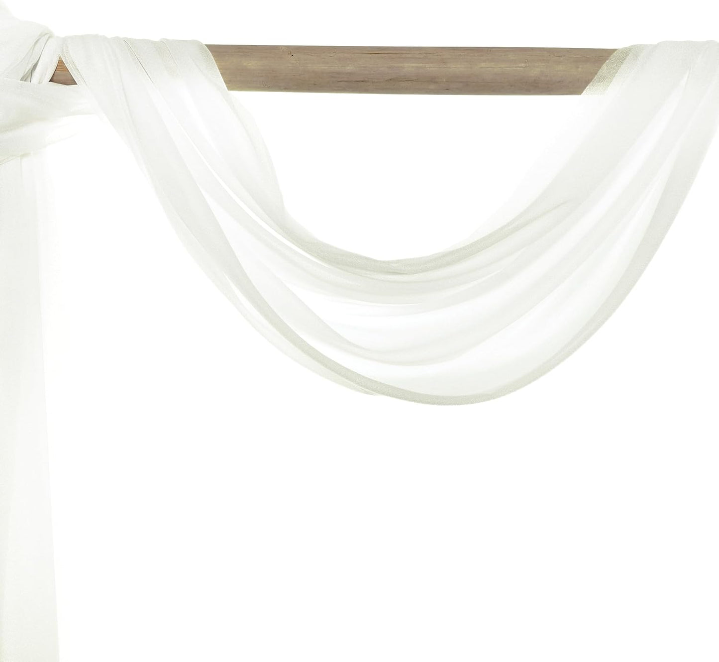 VDS Pack of 2 Panel (30 Inch X 30 Feet) Wedding Arch Draping Fabric Sheer Chiffon Fabric Drapery for Wedding Ceremony Reception Swag Backdrop Canopy Chuppah ARBO Altars Decoration (Ivory)