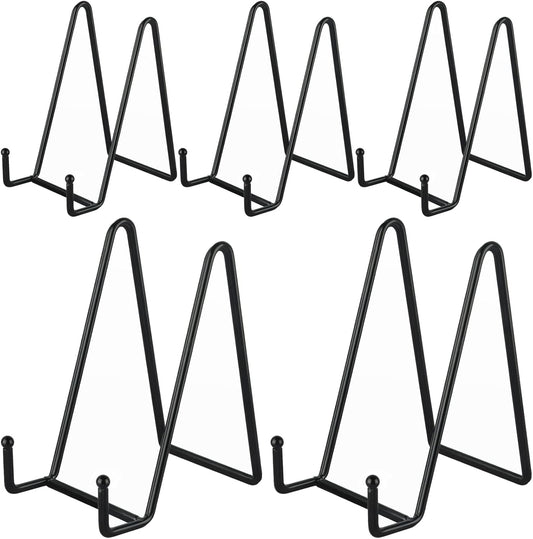 IBosins 5 Pack 6 Inch Plate Holder Display Stands, Metal Black Frame Stand for Picture, Book, Photo Easel, Creation, Collectibles