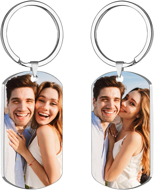 Custom Keychain with Picture, Personalized Keychain with Engraved Photo/Text, Gifts for Family and Friends