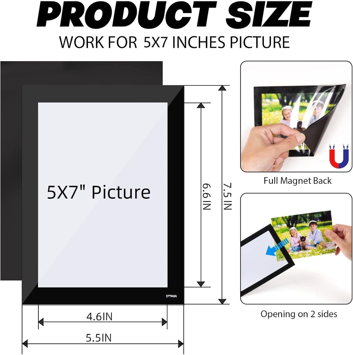 5X7 Magnetic Picture Frames for Fridge (20 Pack),Magnets Photo Pockets/Sleeves,Printing Black Border